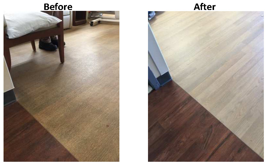 Before and after hardwood floor cleaning demo